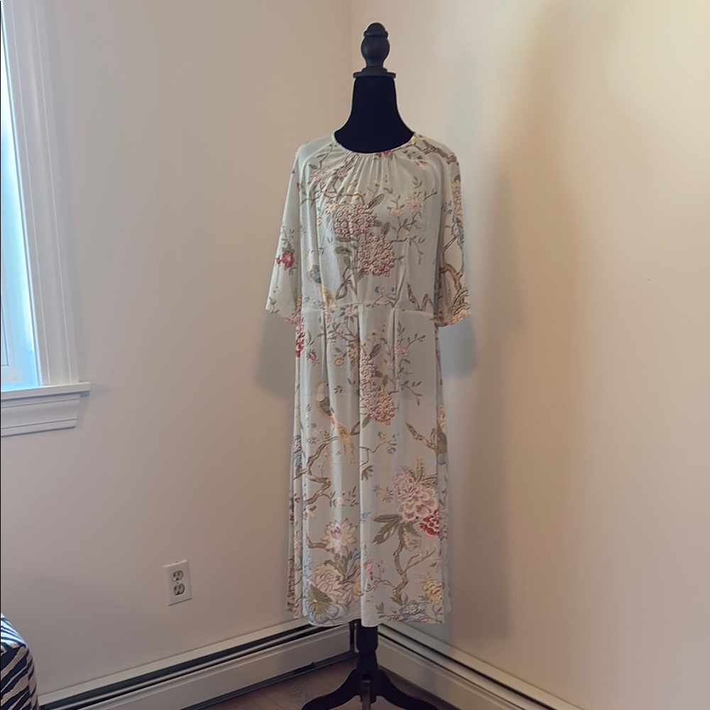 H&M Pink and Blue Midi Dress